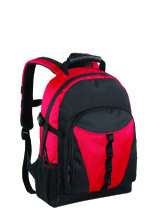 2 side-mesh pocket 600d black and red rucksack backpack