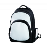 White and black small zippered pocket school backpack bag