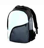 Main zippered compartment white and black sport bag backpack