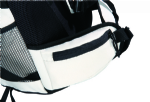 Main zippered compartment white and black sport bag backpack