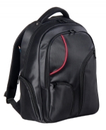 Zippered front pockets black backpack bag with organizers